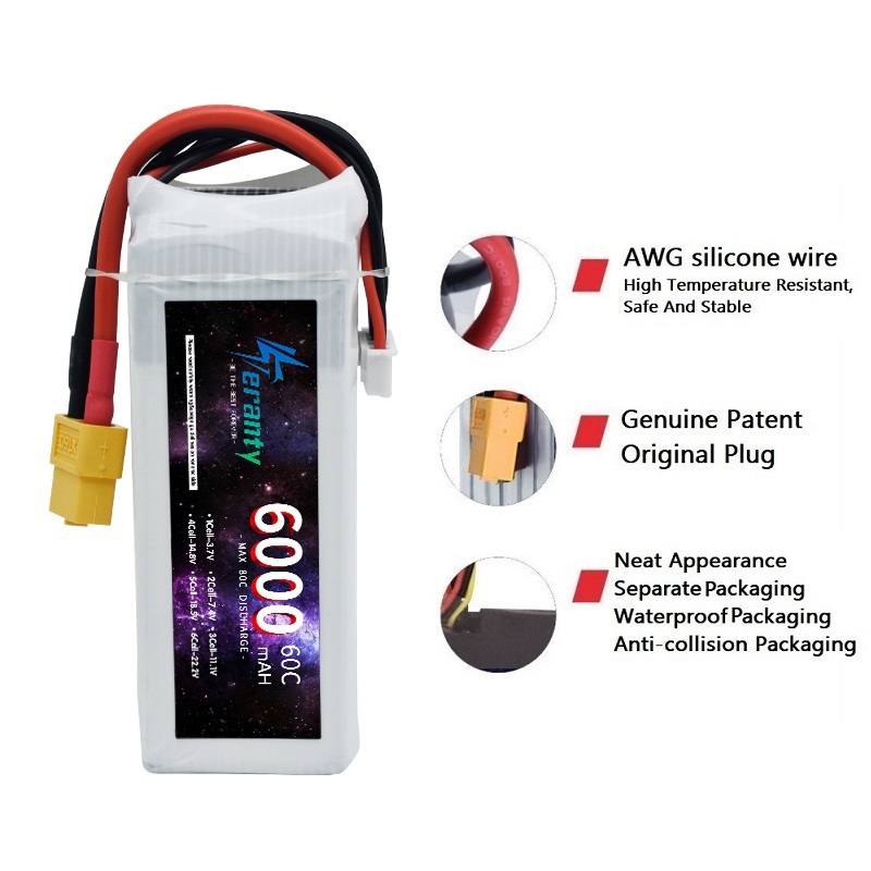 Batería Lipo de 6000mAh, 14,8  - 4S Lipo Battery 14.8V 6000Mah reseña y precio